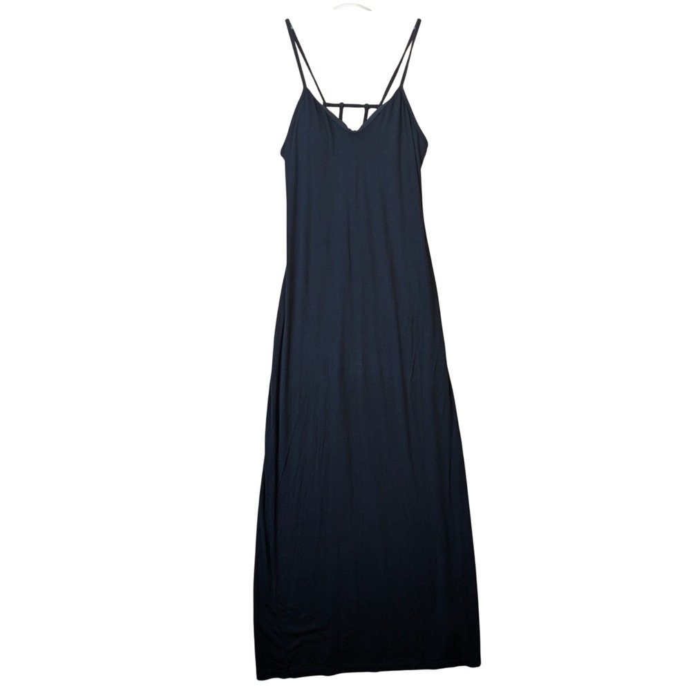 Fabletics Evelyn Black Strappy Back Maxi Dress Small Classic V-Neck Built-in Bra